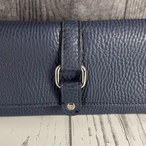 EMMA JAMES Navy Pebbled Leather Look Vinyl Wallet Credit Card Checkbook